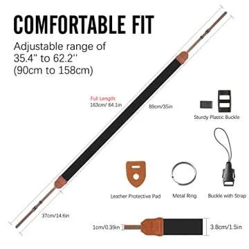 MoKo Camera Strap, Cotton Woven Camera Strap, Adjustable Universal Neck & Shoulder Strap for Video Camcorder, Binoculars, and Nikon/Canon/Sony/Minolta/Panasonic/SLR/DSLR Digital Cameras, Black