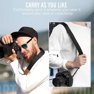 MoKo Camera Strap, Cotton Woven Camera Strap, Adjustable Universal Neck & Shoulder Strap for Video Camcorder, Binoculars, and Nikon/Canon/Sony/Minolta/Panasonic/SLR/DSLR Digital Cameras, Black