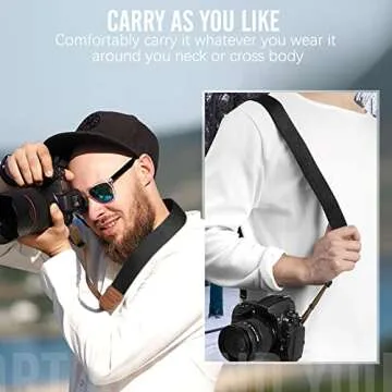 MoKo Camera Strap, Cotton Woven Camera Strap, Adjustable Universal Neck & Shoulder Strap for Video Camcorder, Binoculars, and Nikon/Canon/Sony/Minolta/Panasonic/SLR/DSLR Digital Cameras, Black