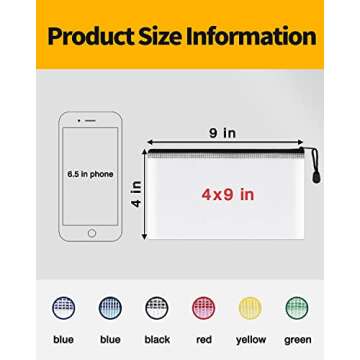 SUNEE Mesh Zipper Pouch 4x9 in (Black, 30 Packs) - Perfect for Organizing School, Office, and Travel