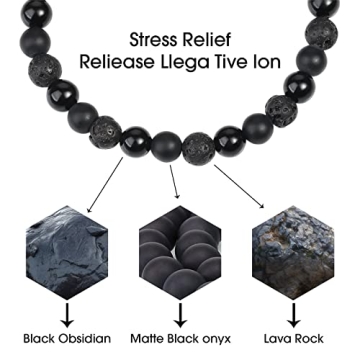 CARITATE Black Beaded Bracelets for Men Stylish Gift Set