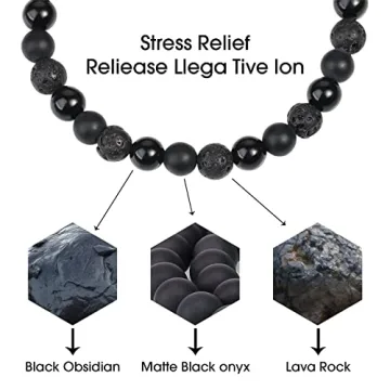 CARITATE Black Beaded Bracelets for Men Stylish Gift Set