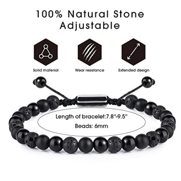 CARITATE Black Beaded Bracelets for Men Stylish Gift Set