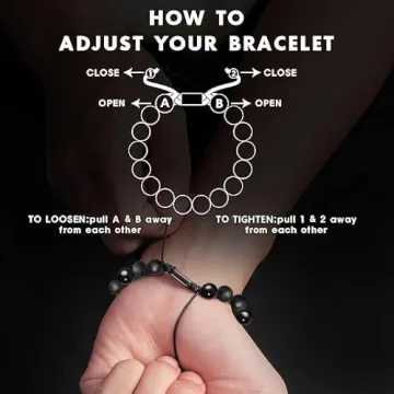 CARITATE Black Beaded Bracelets for Men Stylish Gift Set