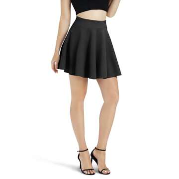 Urban CoCo Women's Basic Versatile Stretchy Flared Casual Mini Skater Skirt (2XL, Black)