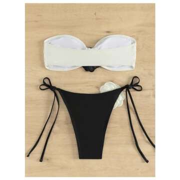 Shop Verdusa Floral Applique Bandeau Bikini Set - Perfect Swimwear