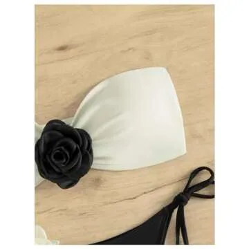 Shop Verdusa Floral Applique Bandeau Bikini Set - Perfect Swimwear