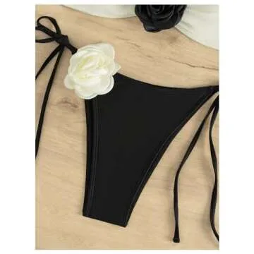 Shop Verdusa Floral Applique Bandeau Bikini Set - Perfect Swimwear