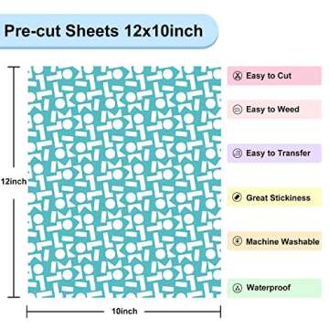 HTVRONT Pattern Heat Transfer Vinyl Bundle: 12 Pack 12x10in Iron On Vinyl for T-Shirt, Colorful Printed HTV Vinyl with 11 Patterns for Cricut, Silhouette Cameo or Heat Press Machine
