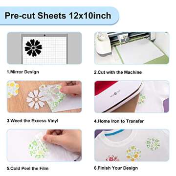 HTVRONT Pattern Heat Transfer Vinyl Bundle: 12 Pack 12x10in Iron On Vinyl for T-Shirt, Colorful Printed HTV Vinyl with 11 Patterns for Cricut, Silhouette Cameo or Heat Press Machine