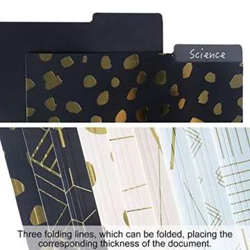 EOOUT 18 Pack Decorative File Folders, Geometric Gold File Folders, Colored Letter Size File Folders, 1/3-Cut Tabs, 9.5 x 11.5 Inch, for Office, School, Students
