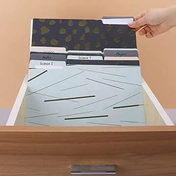 EOOUT 18 Pack Decorative File Folders, Geometric Gold File Folders, Colored Letter Size File Folders, 1/3-Cut Tabs, 9.5 x 11.5 Inch, for Office, School, Students