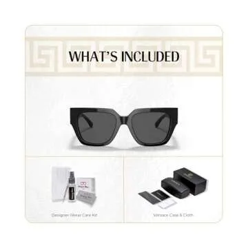 Versace VE4409F GB1/87 53MM Black/Dark Grey Square Sunglasses for Women + BUNDLE With Designer iWear...
