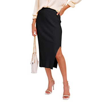 HERBATOMIA Ribbed Knit Midi Black Skirt - Stylish Comfort with a Twist