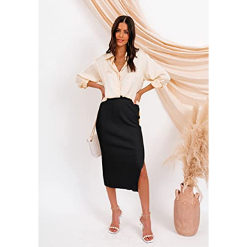 HERBATOMIA Midi Black Skirt for Elegant Versatility in Style