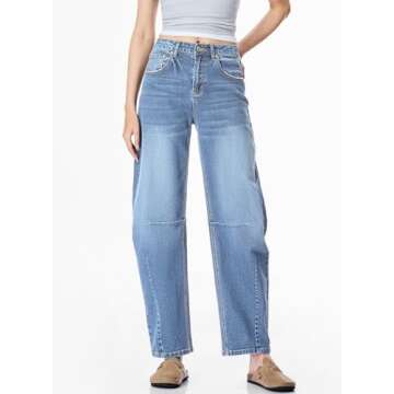 Sidefeel Barrel Jeans - Trendy Wide Leg Y2K Denim Pants