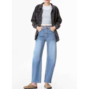 Sidefeel Barrel Jeans - Trendy Wide Leg Y2K Denim Pants