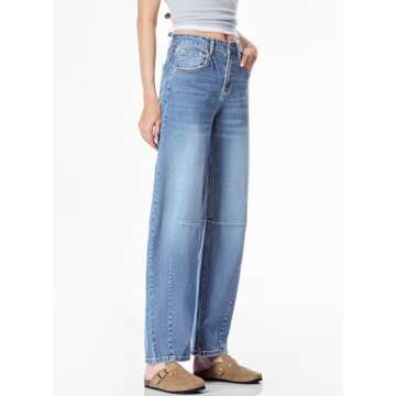 Sidefeel Barrel Jeans - Trendy Wide Leg Y2K Denim Pants