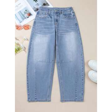 Sidefeel Barrel Jeans - Trendy Wide Leg Y2K Denim Pants