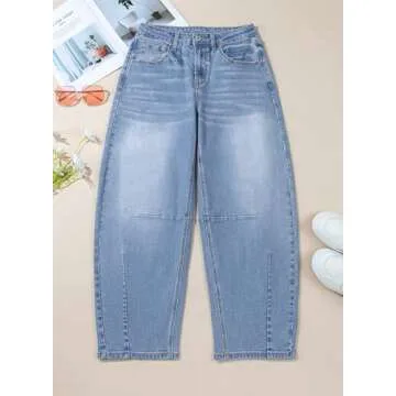 Sidefeel Barrel Jeans - Trendy Wide Leg Y2K Denim Pants