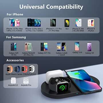 Wireless Charger, 3 in 1 Wireless Charging Station Compatible with iPhone 14/13/12/11 Pro Max/XS MAX...