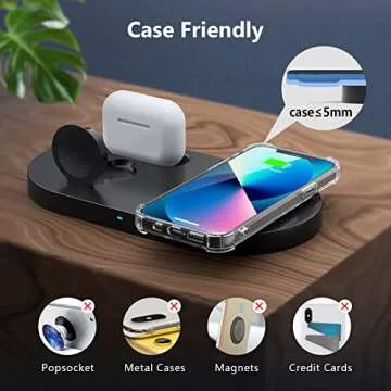 Wireless Charger, 3 in 1 Wireless Charging Station Compatible with iPhone 14/13/12/11 Pro Max/XS MAX/XR/XS/X/8, 18W Fast Wireless Charging Pad for Apple Watch Series & AirPods 1/2 /Pro (with Adapter)