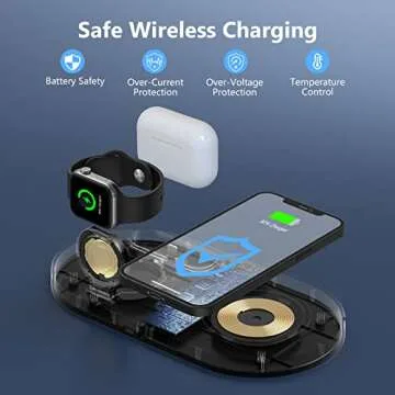 Wireless Charger, 3 in 1 Wireless Charging Station Compatible with iPhone 14/13/12/11 Pro Max/XS MAX/XR/XS/X/8, 18W Fast Wireless Charging Pad for Apple Watch Series & AirPods 1/2 /Pro (with Adapter)