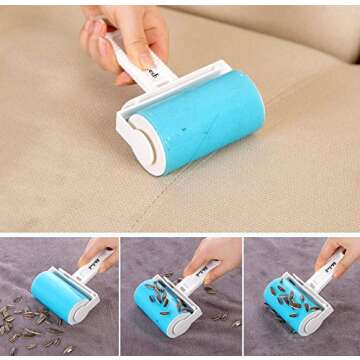iLifeTech Reusable Sticky Picker Set Cleaner Lint Roller Pet Hair Remover Brush, Blue