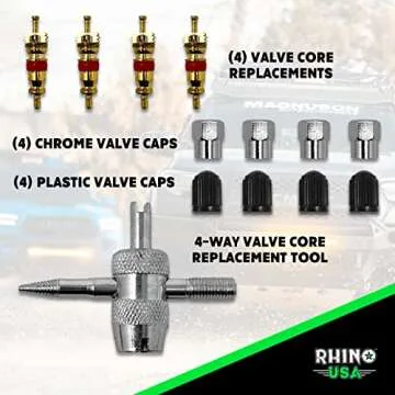 Rhino USA Adjustable Tire Deflators with Gauge (0-60psi) Calibrated & Automatic Tire Air Down Tool - Large 2" Easy Read Glow Dial & Solid Brass Hardware - Best Offroad Deflator for Jeep, Truck or ATV