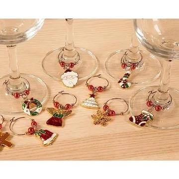 Juvale Festive Wine Glass Charms for Holiday Fun