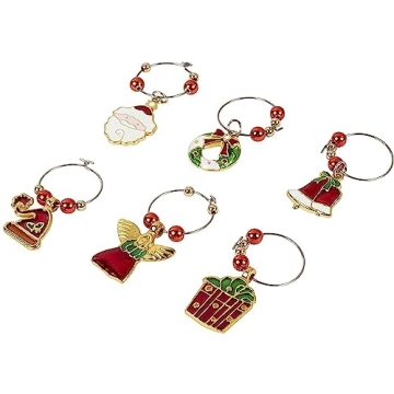 Juvale Festive Wine Glass Charms for Holiday Fun