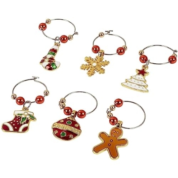 Juvale Festive Wine Glass Charms for Holiday Fun