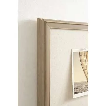 Kate and Laurel Oakhurst Rectangle Framed Linen Fabric Pinboard, 24 x 36, Light Tan, Traditional Decorative Bulletin Board with Stepped Profile and Lightly Distressed Finish