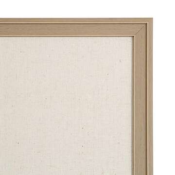 Kate and Laurel Oakhurst Rectangle Framed Linen Fabric Pinboard, 24 x 36, Light Tan, Traditional Decorative Bulletin Board with Stepped Profile and Lightly Distressed Finish