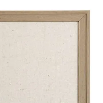 Kate and Laurel Oakhurst Rectangle Framed Linen Fabric Pinboard, 24 x 36, Light Tan, Traditional Decorative Bulletin Board with Stepped Profile and Lightly Distressed Finish