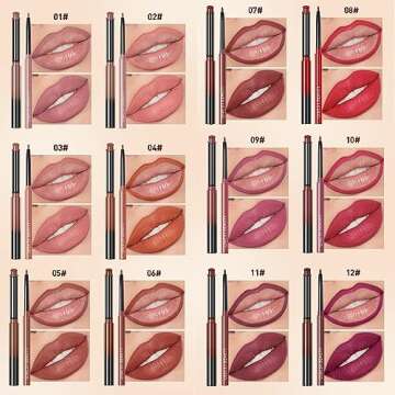 ELSOGO Lip Liner and Lipstick Set, Lip Liners, Matte Lip Liner Pen and Velvet Lipstick Set, Waterproof Long Lasting Nude Lip Liner Set, Matte Lip Liners & Lipstick, Lip Makeup Set, Pack of 2 (04#)