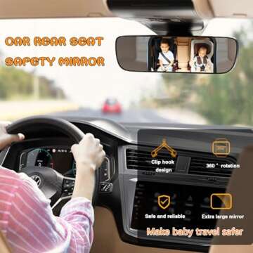 Rukie Baby Car Mirror - Quick Install, Shatterproof & 360° View