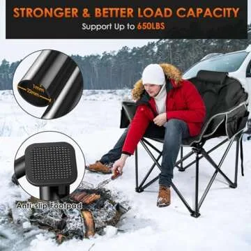 Suteck Heated Camping Chair with 3 Heat Levels for Comfort