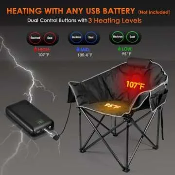Suteck Heated Camping Chair with 3 Heat Levels for Comfort