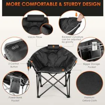 Suteck Heated Camping Chair with 3 Heat Levels for Comfort