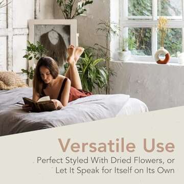 Circle Vase – White and Terracotta Donut Vase – Nordic Vase for Stylish Modern Minimalist Home Decor - Ceramic Vase for Pampas Grass - Geometric vase