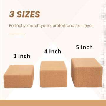 Everyday Yoga High Density Cork Wood Yoga Blocks - Improve Strength, Flexibility with Soft Brick Workout Handstand, Enhance Your Yoga Practice - Natural