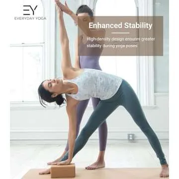 Everyday Yoga High Density Cork Wood Yoga Blocks - Improve Strength, Flexibility with Soft Brick Workout Handstand, Enhance Your Yoga Practice - Natural