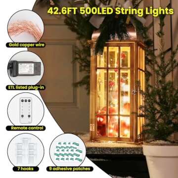 Dailyart Fairy Lights Plug in, 500 Led Fairy Lights with Remote 42Ft Small Warm Fairy Lights with Timer Long Twinkle Lights Waterproof String Fairy Lights for Bedroom Outdoor Indoor Decor,Gold Wire