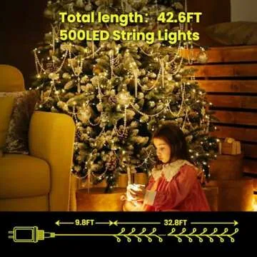 Dailyart Fairy Lights Plug in, 500 Led Fairy Lights with Remote 42Ft Small Warm Fairy Lights with Timer Long Twinkle Lights Waterproof String Fairy Lights for Bedroom Outdoor Indoor Decor,Gold Wire