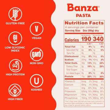 Banza Elbows Pasta from Chickpeas - Gluten Free, High Protein, and Lower Carb Protein Elbows Chickpea Pasta - 8oz