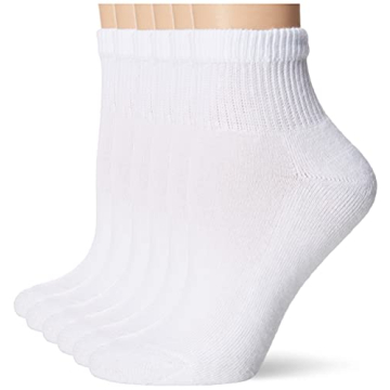 Hanes Women's Ankle Socks - Comfort Toe Seamed, 6-Pack in Black and White, Sizes 8-12