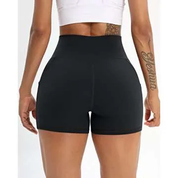Workout Shorts for Women 2 Pcs Pack Cross Waist Active Gym Spandex Stretchy Yoga Compression with Side Pockets Black+Dark Green-M
