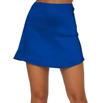 LYANER Women's High Waist Satin Silk Mini Skirt - Royal Blue