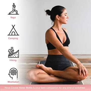 Nova Crystals 15 oz Bamboo Crystal Infused Water Bottles | Unique Gifts for Women | Water Bottles with Crystals Inside | + Protective Sleeve + Removable Crystals (Rose Quartz)